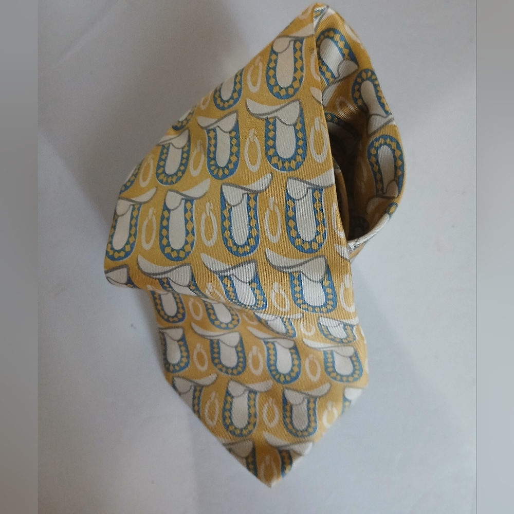 Gucci Yellow and Blue Patterned Tie